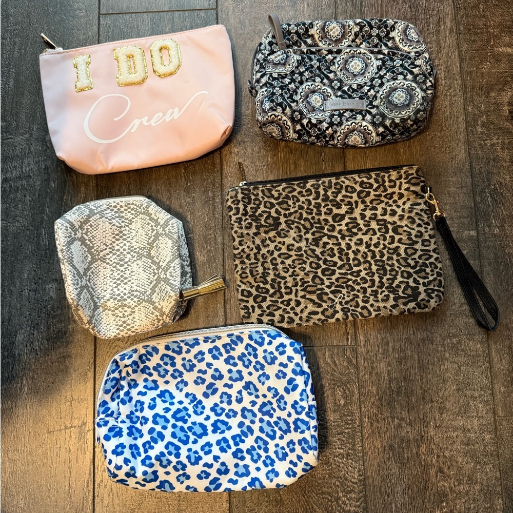 Set of 5 Patterned Cosmetic Bags